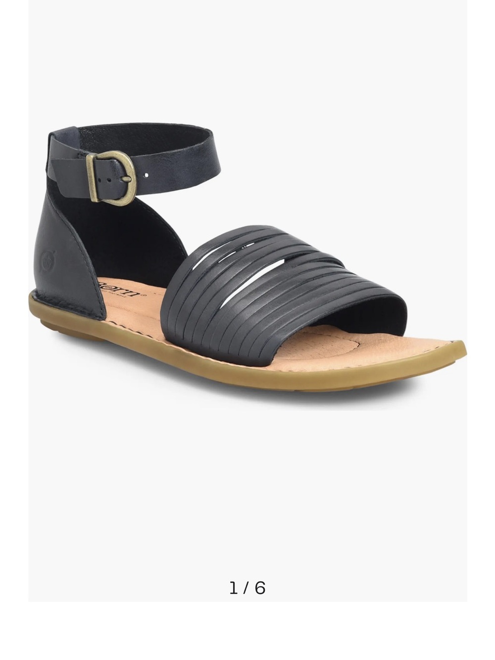 Born Margot Black Strappy Ankle Buckle Sandal NWOT Size 7 Medium